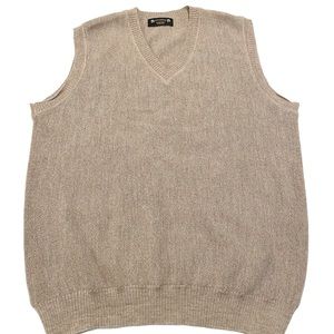 Alpandina Peruvian 100% Baby Alpaca Vest Size L Tan Brown V-neck Lightweight